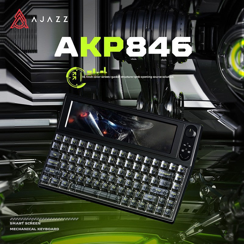 AJAZZ AKP846 Wired Mechanical Keyboard, Programmable With Custom Driver, QMK Open Source, 10.1-Inch Color Screen