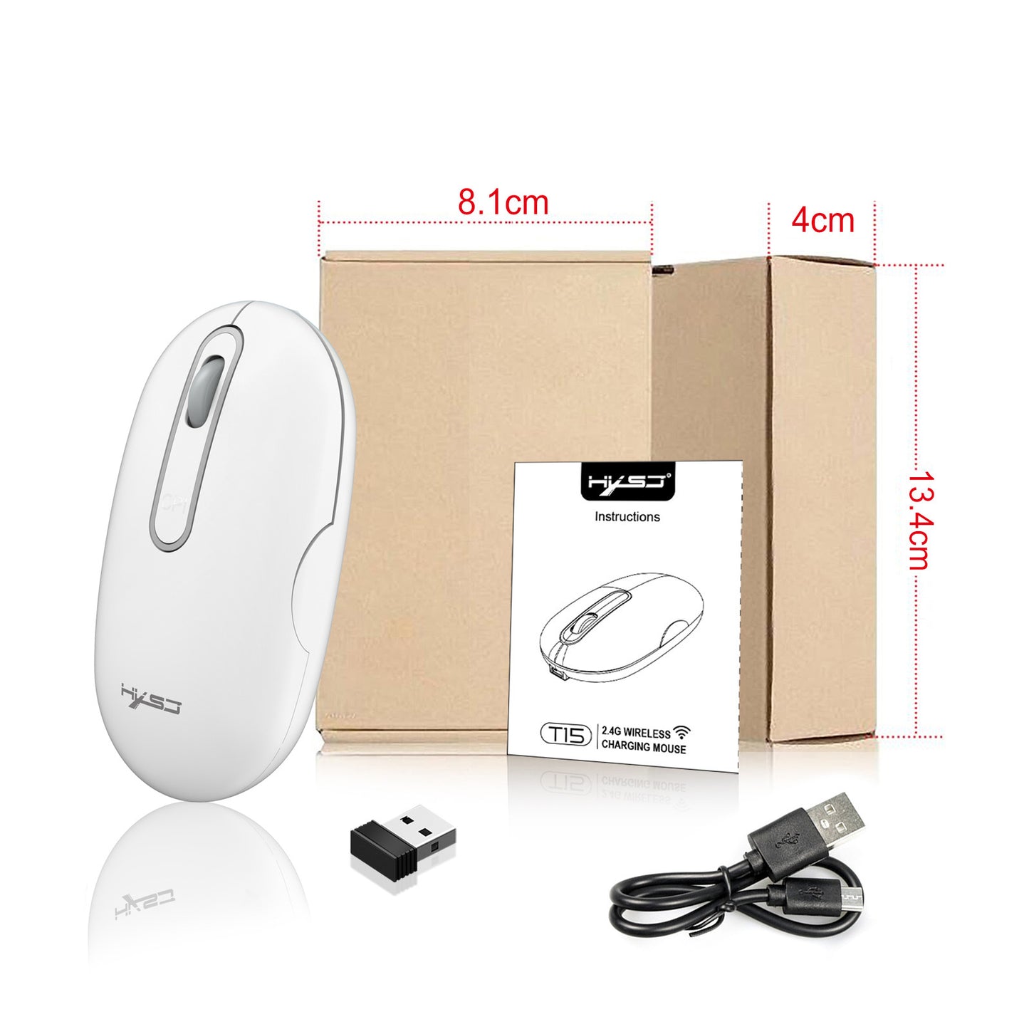 T15 2.4G Rechargeable Wireless Mouse, Silent Design, 500mAh, Suitable For Office And Gaming