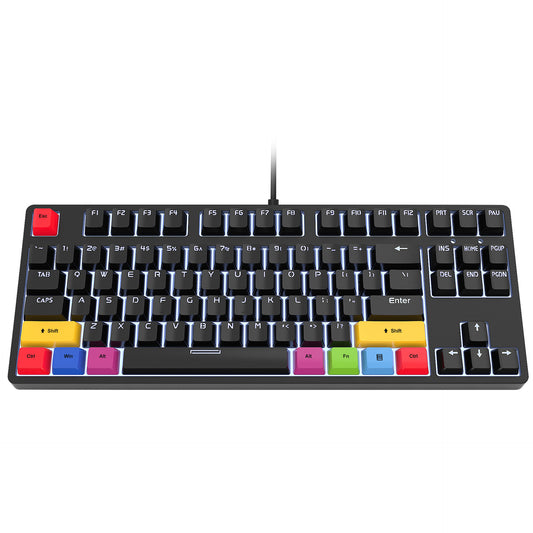 87 Keys Wired Mechanical Gaming Keyboard, Red Switches, E-Sports And Office Use, Hot-Swappable, 20+ White Lighting Modes