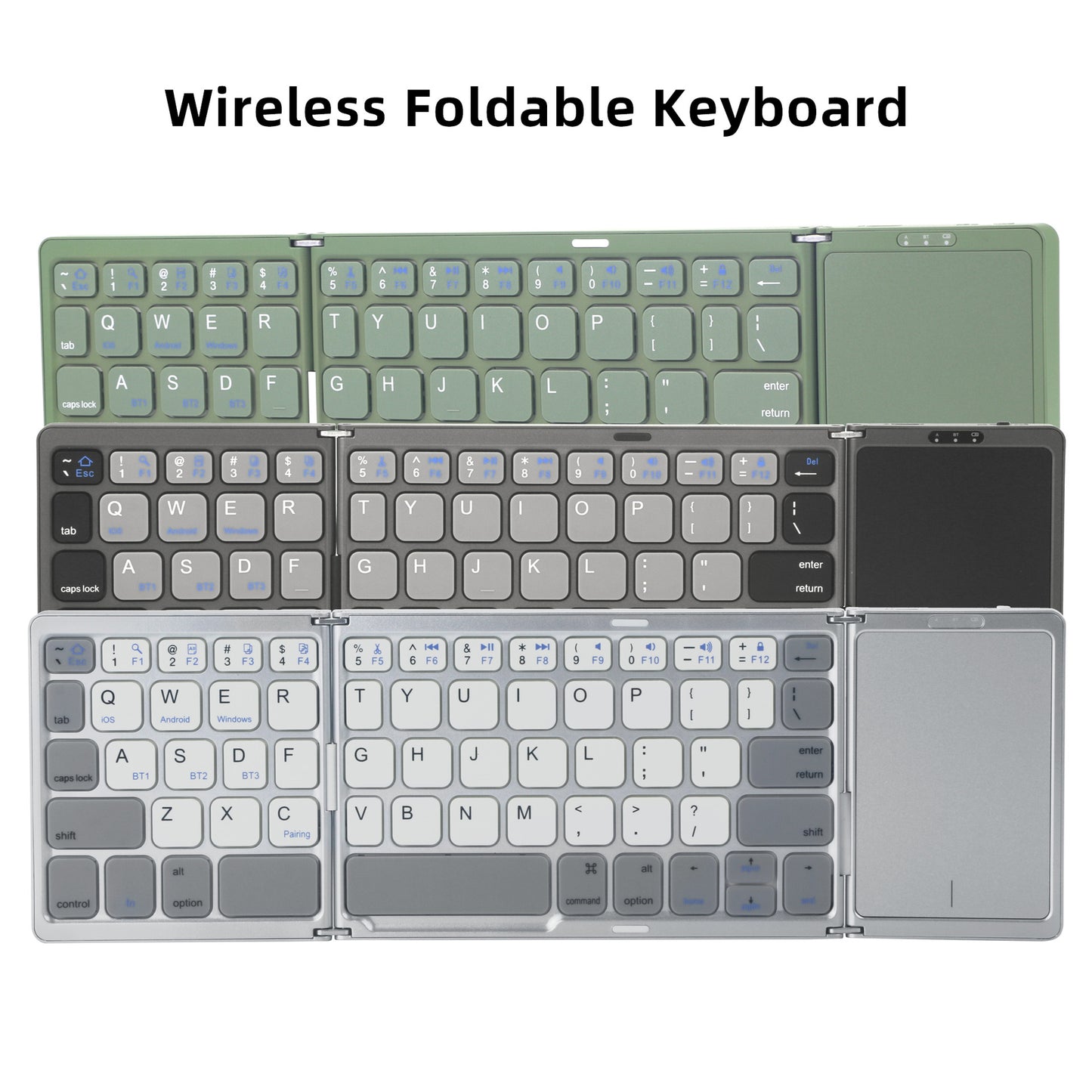 Wireless Foldable Bluetooth Keyboard With Touch Mouse, 64 Keys, Portable, Universal For Three Systems, Tablets, And Phones