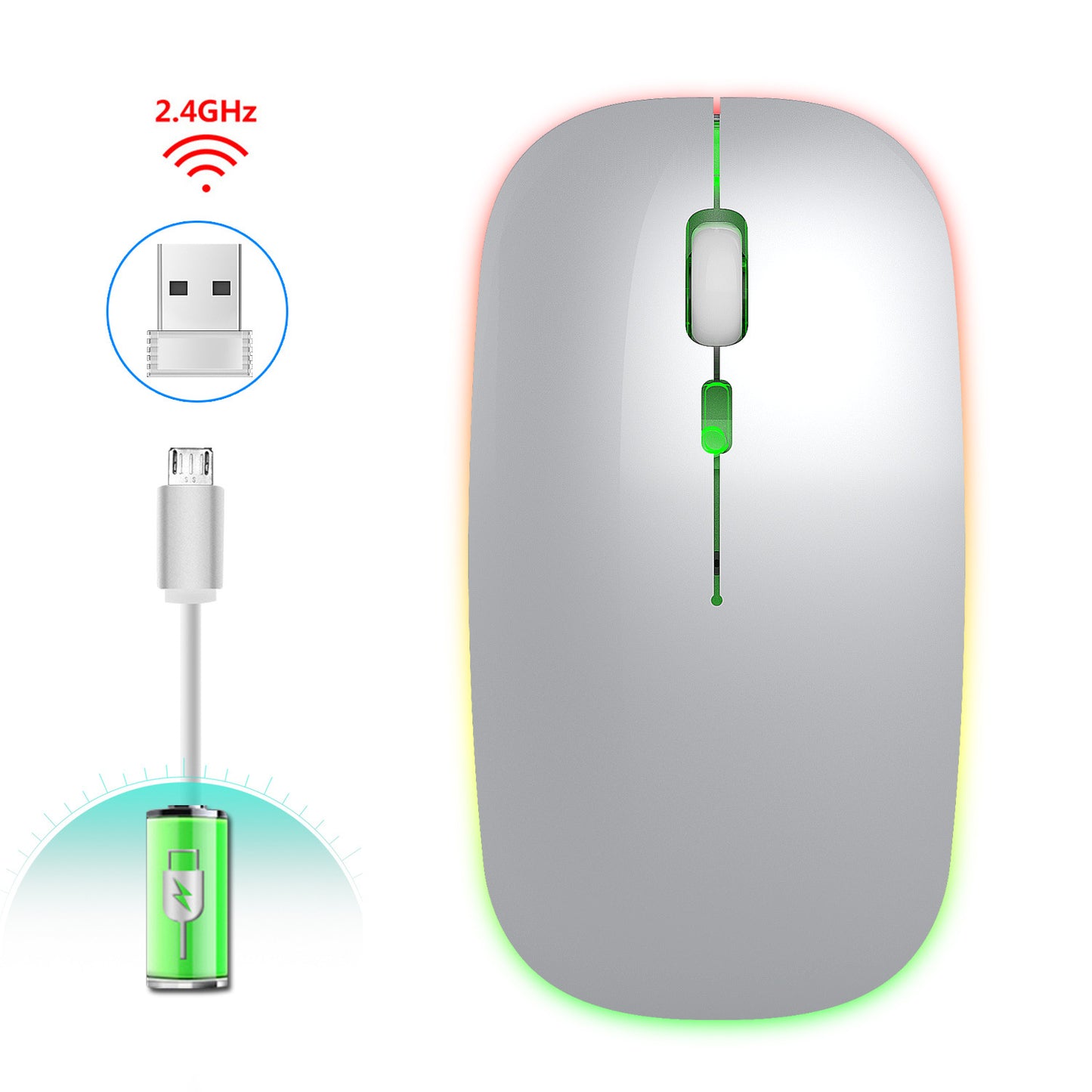 Bluetooth Dual-Mode 2.4G RGB Wireless Mouse, Silent Design