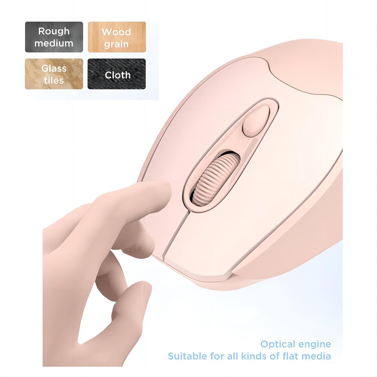 2.4G Wireless Mouse, Silent Buttons, 4D Matte Finish, 1600 DPI, ABS Office Mouse