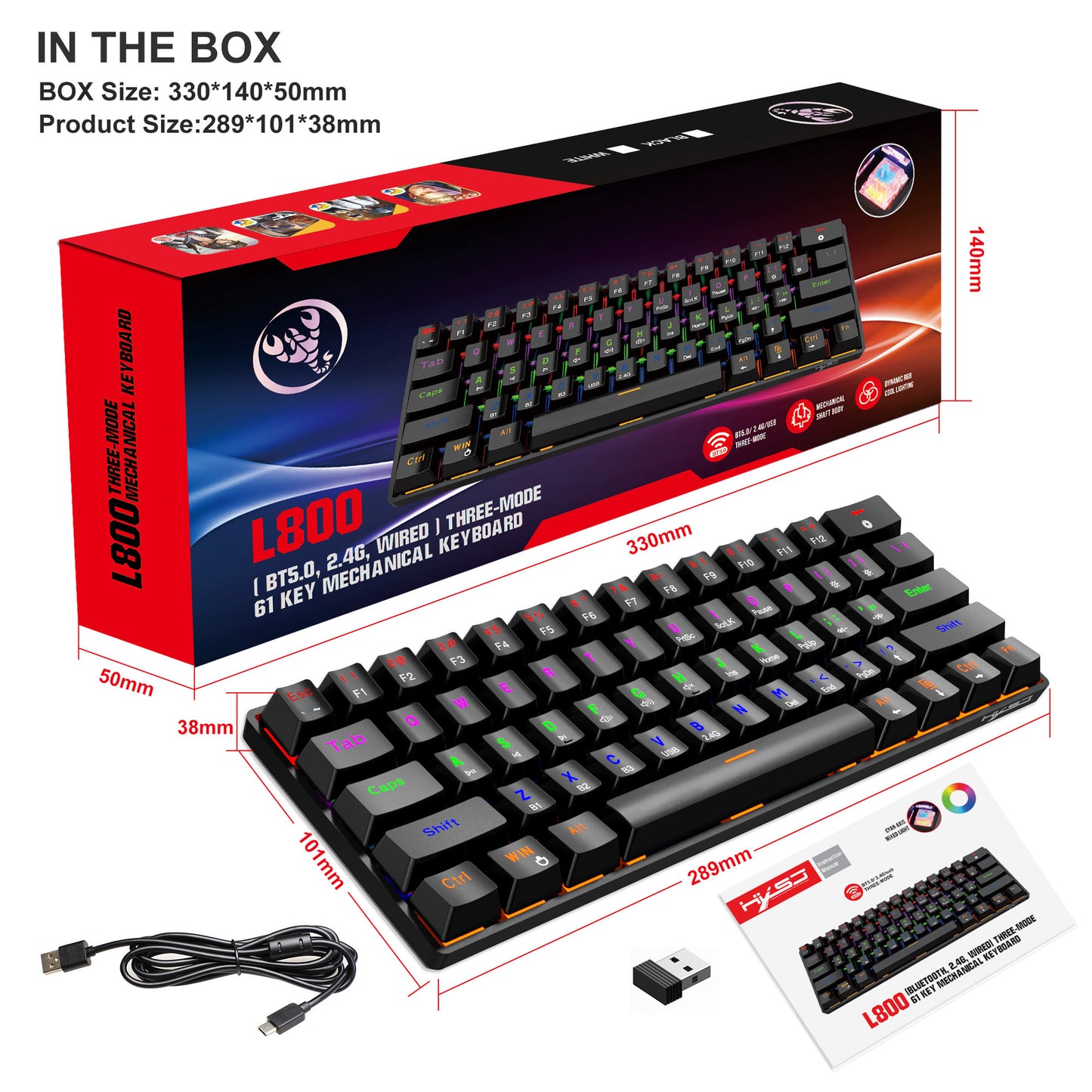 87-Key Wired Mechanical Keyboard, Red Switches, E-Sports And Office Use, Hot-Swappable, 20+ White Lighting Modes