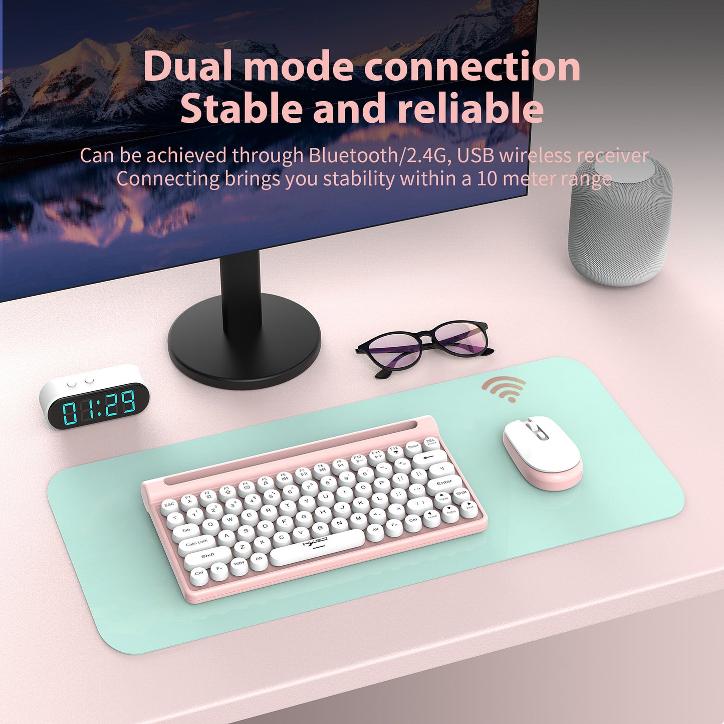 HXSJ-MK220 Keyboard And Mouse Set, 78-Key Membrane Keyboard, 1600 DPI, Rechargeable, Silent, Suitable For Home Gaming