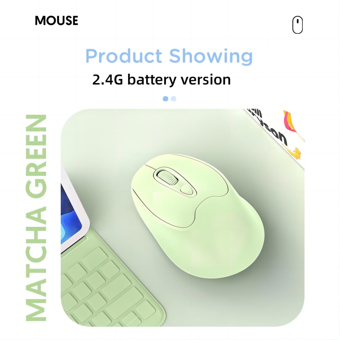 2.4G Wireless Mouse, Silent Buttons, 4D Matte Finish, 1600 DPI, ABS Office Mouse