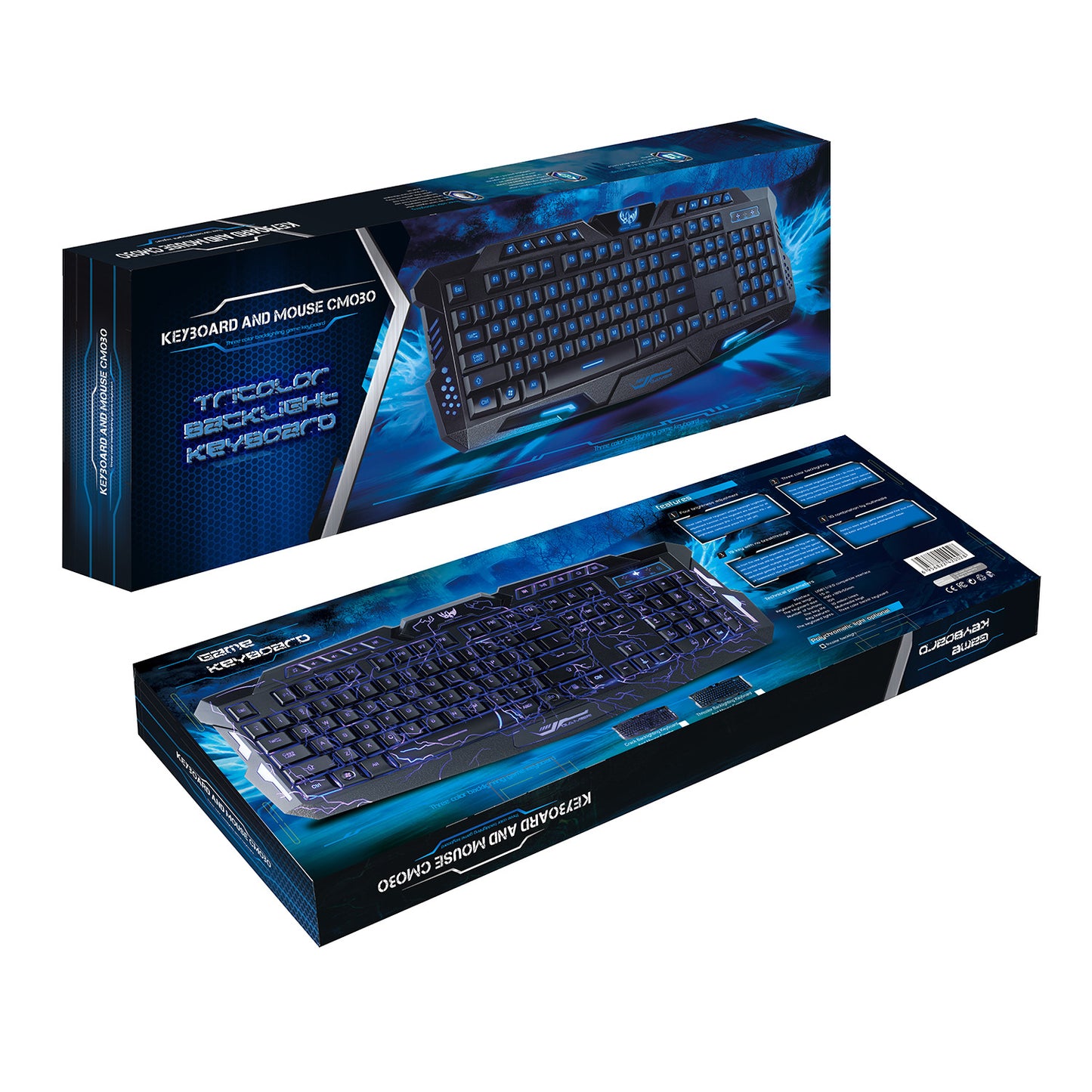 J20 LED Mouse and Keyboard Set, 3200 DPI Wired Gaming Mouse, Wired Three-Color Backlit Keyboard