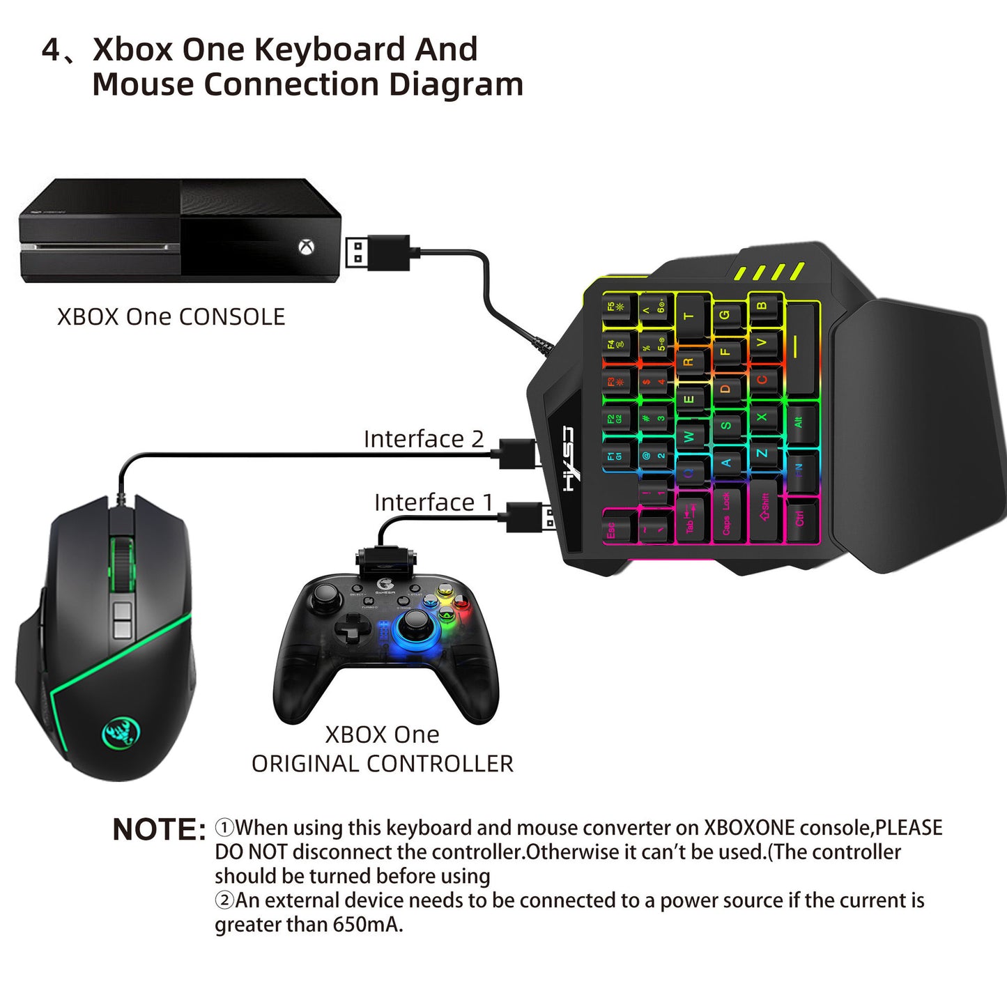 Keyboard And Mouse Game Console Built-In Converter, Supports PS3, PS4, Xbox 360, Xbox One, And Switch