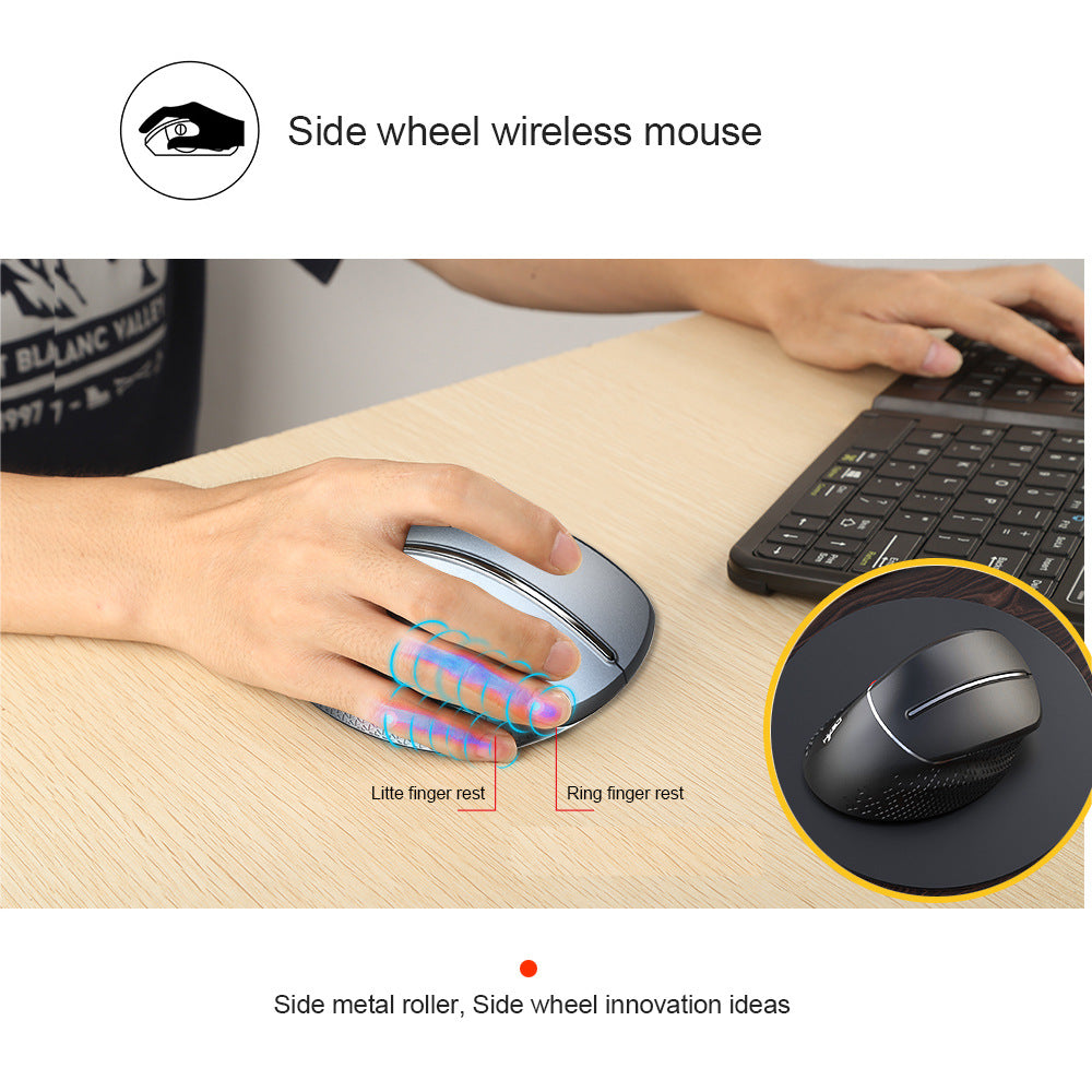 2.4G Vertical Wireless Mouse, Ergonomic Design, Comfortable Grip, Metal Side Scroll Wheel