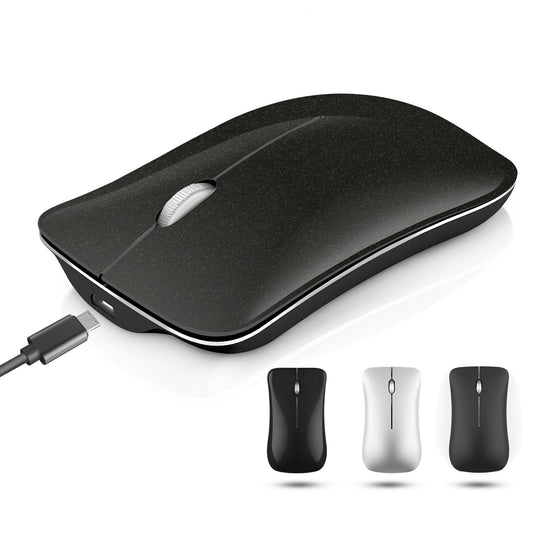 T23 Glossy Black Tri-Mode Silent Wireless Mouse, 2.4G + BT3.0 + BT5.0, Rechargeable