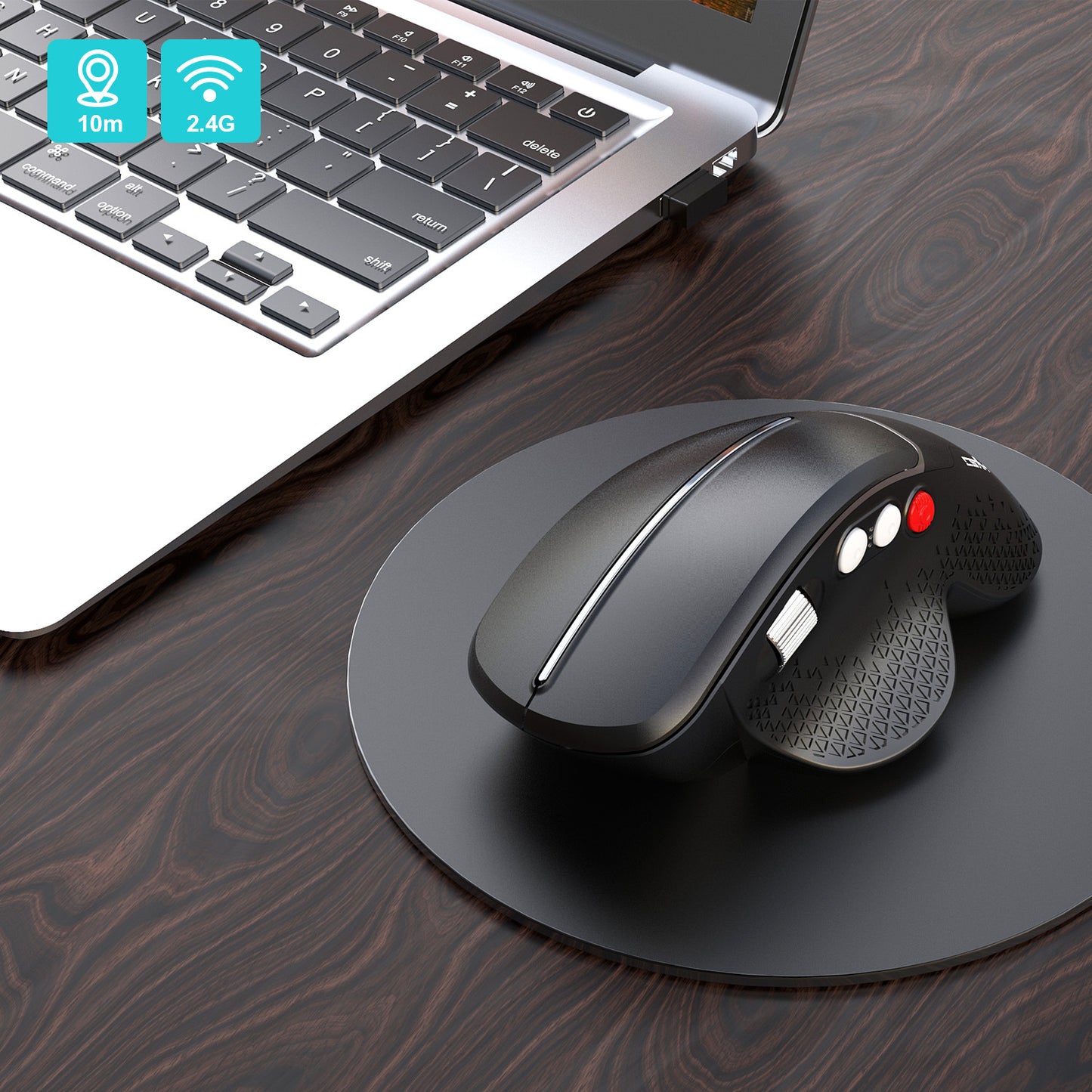 2.4G Vertical Wireless Mouse, Ergonomic Design, Comfortable Grip, Metal Side Scroll Wheel