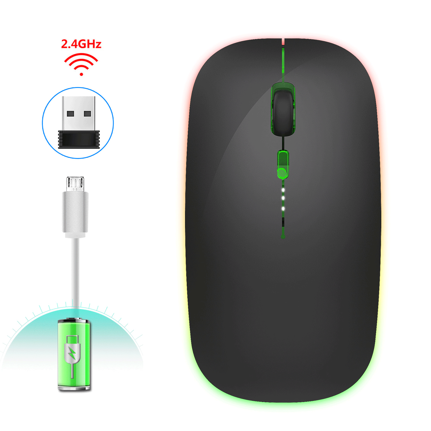 Bluetooth Dual-Mode 2.4G RGB Wireless Mouse, Silent Design