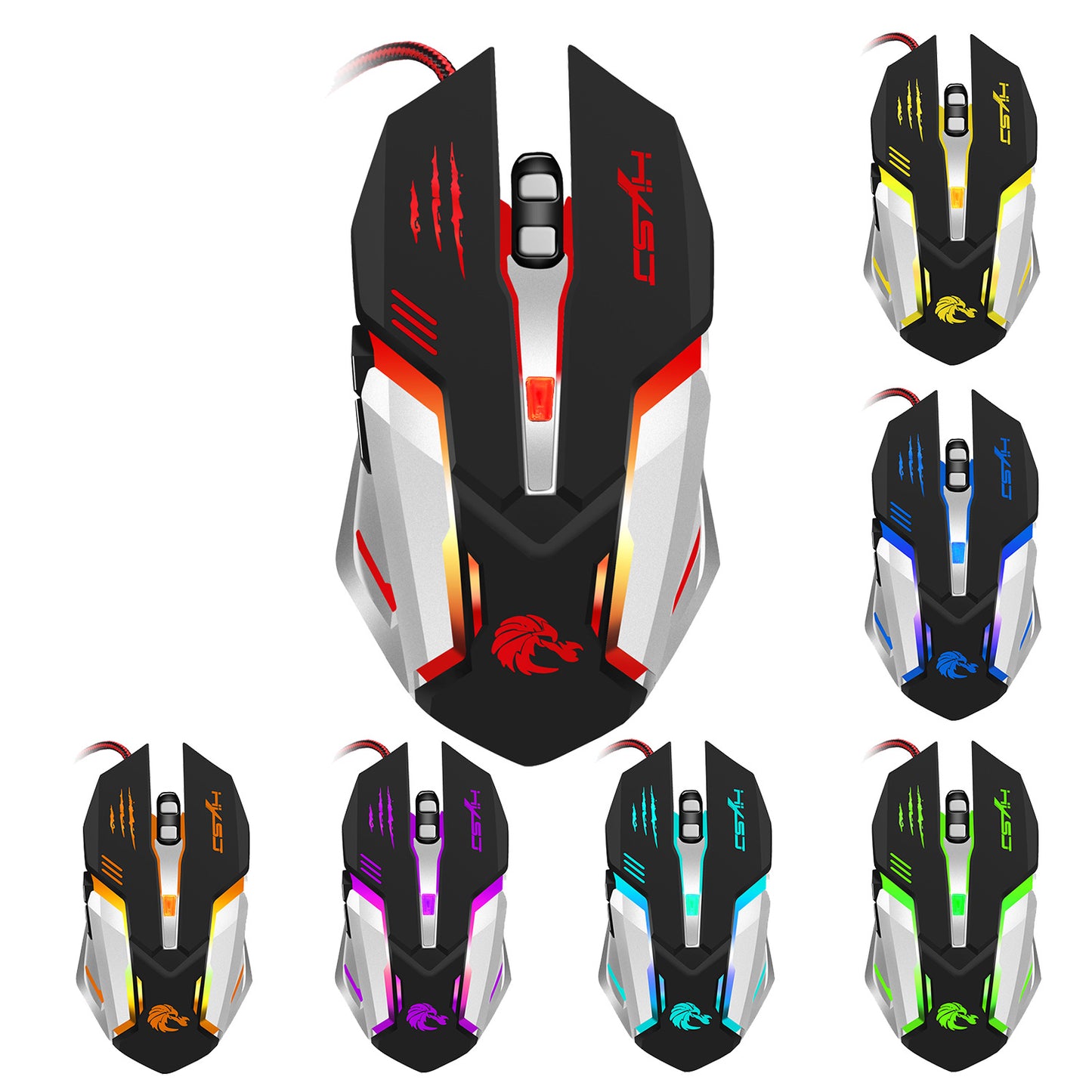 HXSJ S100 Mechanical RGB Gaming Mouse, Metal Base