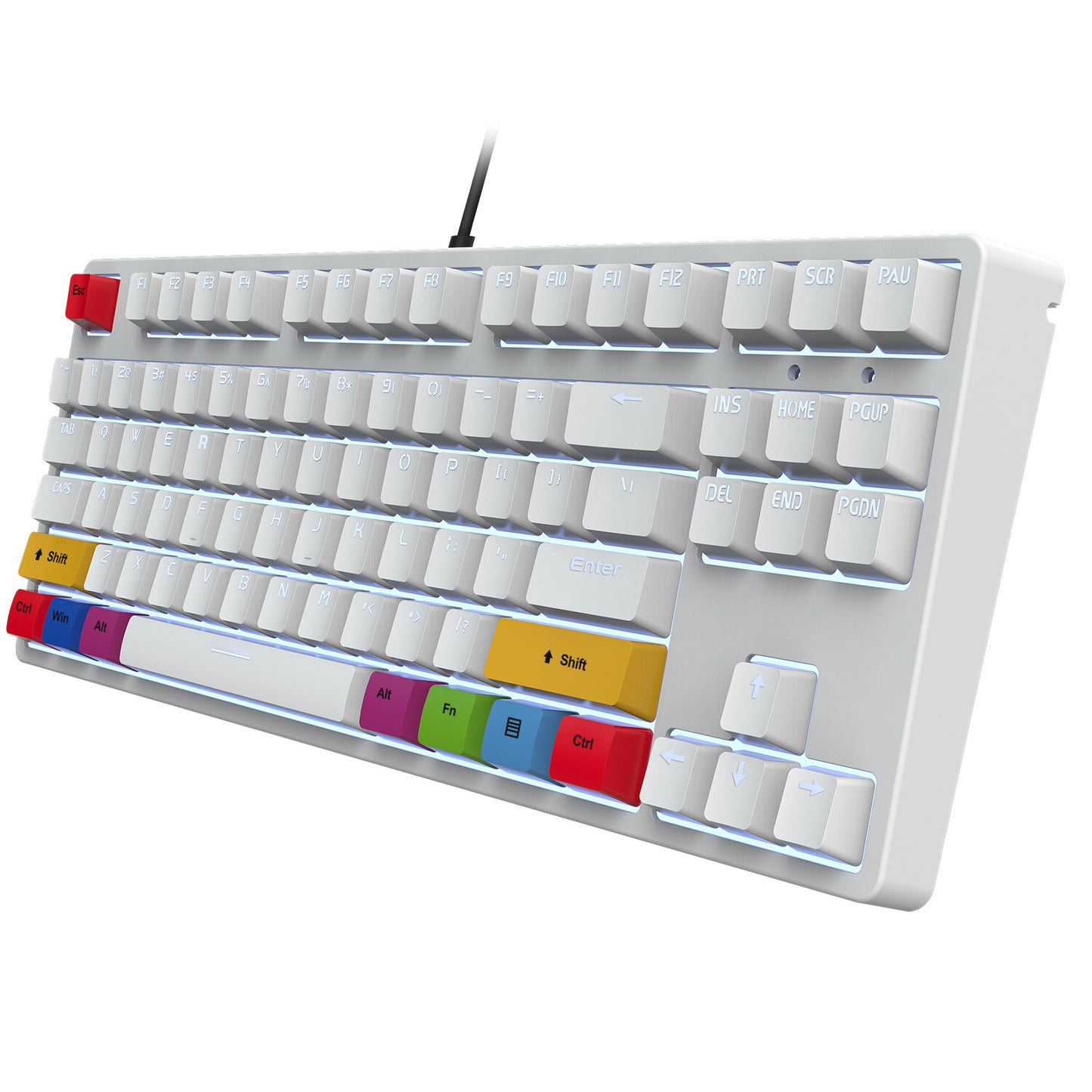 87-Key Wired Mechanical Keyboard, Red Switches, E-Sports And Office Use, Hot-Swappable, 20+ White Lighting Modes