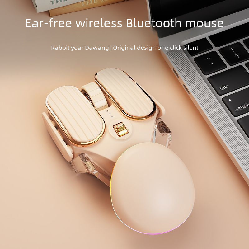 Rabbit-Shape Bluetooth Wireless Mouse, Dual Mode, Bass, Long Battery Life