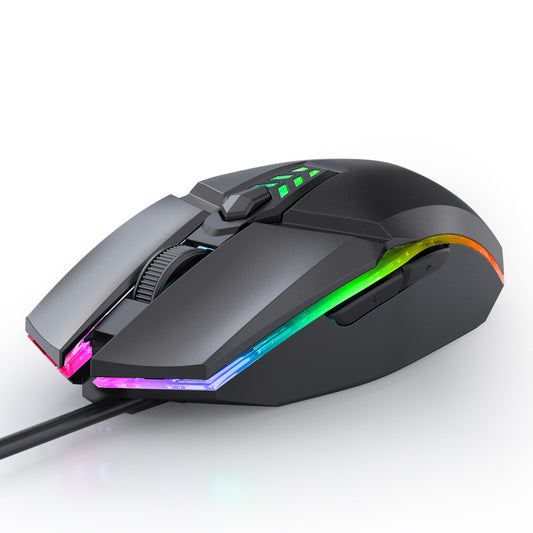 Wired Computer Mouse, RGB Lighting, 4D Silent Switch, Adjustable 1600 DPI