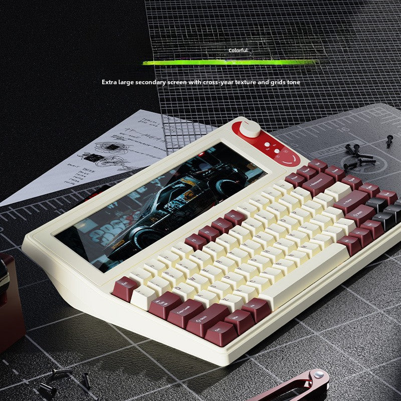 AJAZZ AKP846 Wired Mechanical Keyboard, Programmable With Custom Driver, QMK Open Source, 10.1-Inch Color Screen