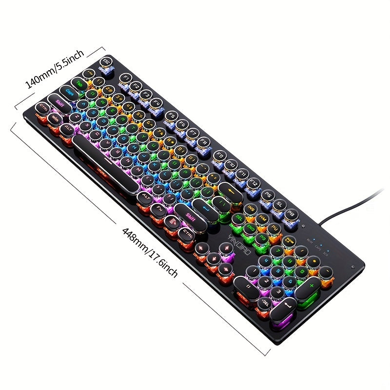 Steampunk HJK920 True Mechanical Wired Keyboard, Blue Switches