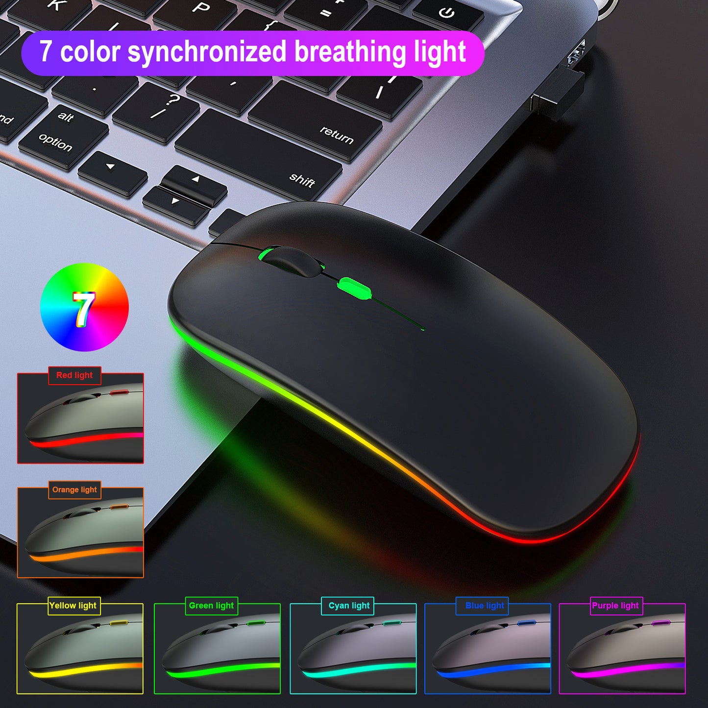 Bluetooth Dual-Mode 2.4G RGB Wireless Mouse, Silent Design