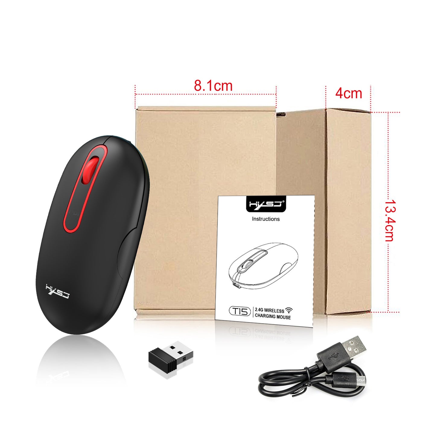 T15 2.4G Rechargeable Wireless Mouse, Silent Design, 500mAh, Suitable For Office And Gaming