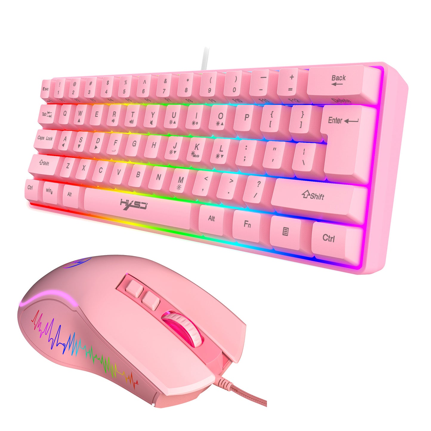 New 61 Keys Wired Luminous Keyboard Set With Luminous Gaming Mouse, Office And Gaming, Spot Availability