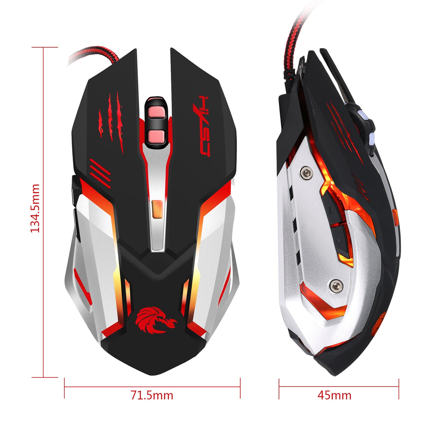 HXSJ S100 Mechanical RGB Gaming Mouse, Metal Base