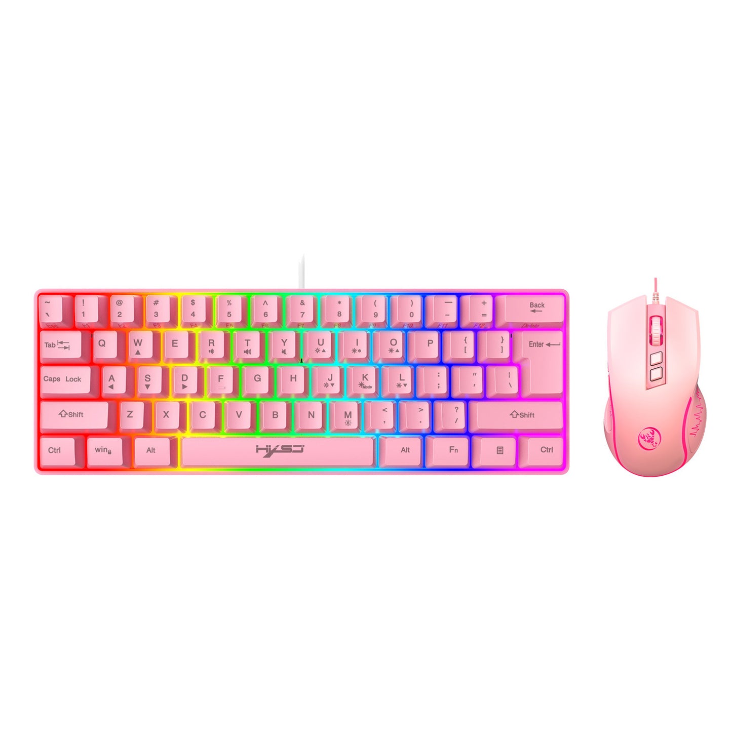 New 61 Keys Wired Luminous Keyboard Set With Luminous Gaming Mouse, Office And Gaming, Spot Availability