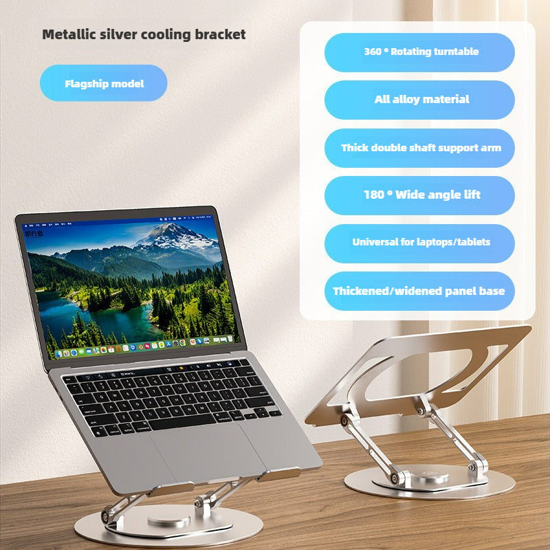 Portable Laptop Stand, Aluminum Alloy, Hollow Design, 360° Rotatable