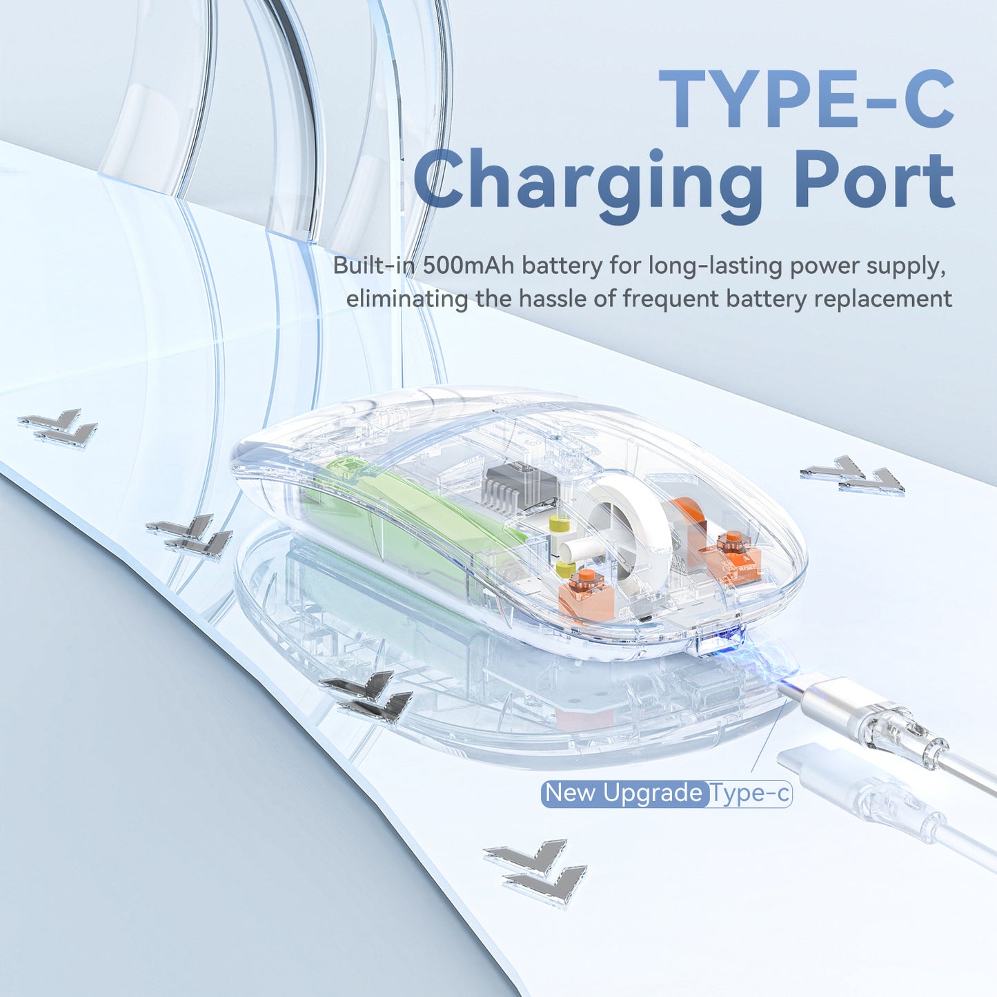 Transparent M80 Dual-Mode Wireless Mouse, Silent Design