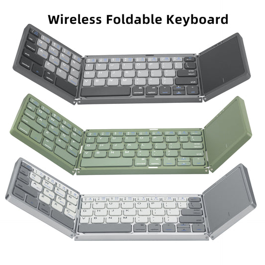 Wireless Foldable Bluetooth Keyboard With Touch Mouse, 64 Keys, Portable, Universal For Three Systems, Tablets, And Phones