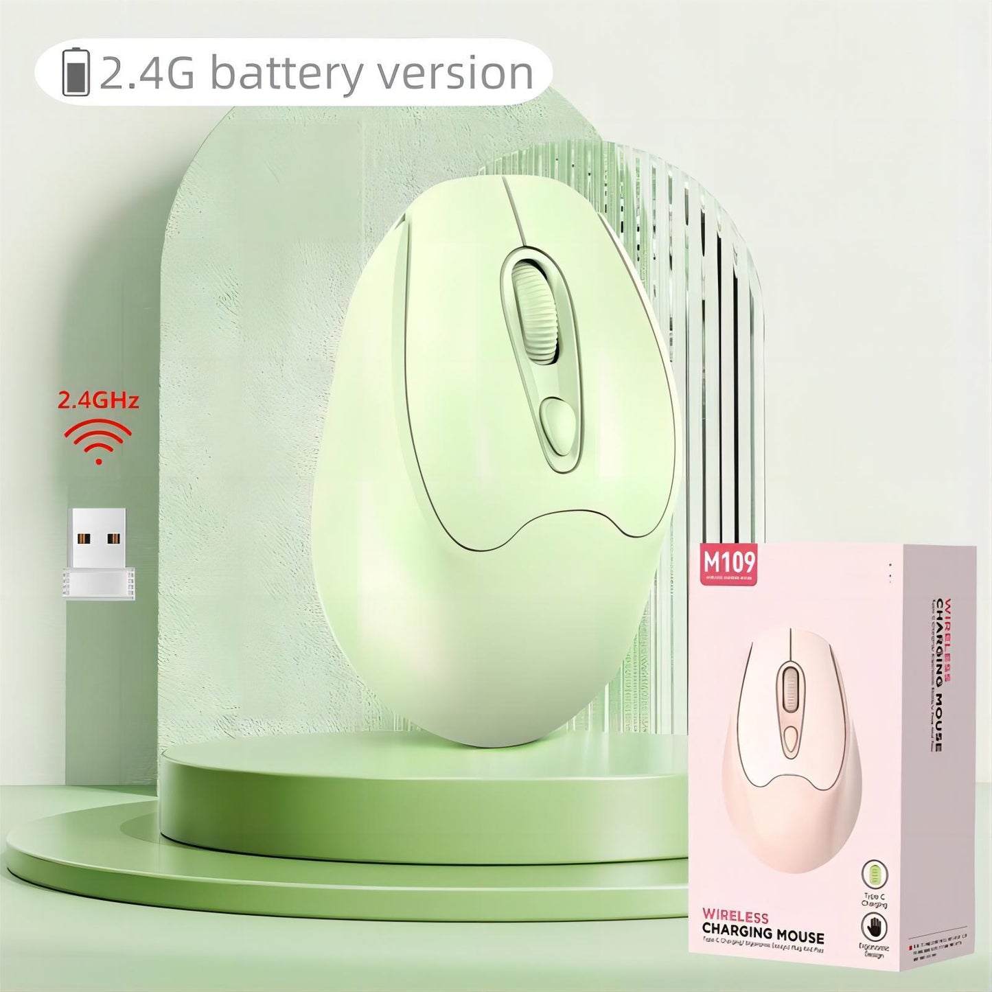 2.4G Wireless Mouse, Silent Buttons, 4D Matte Finish, 1600 DPI, ABS Office Mouse