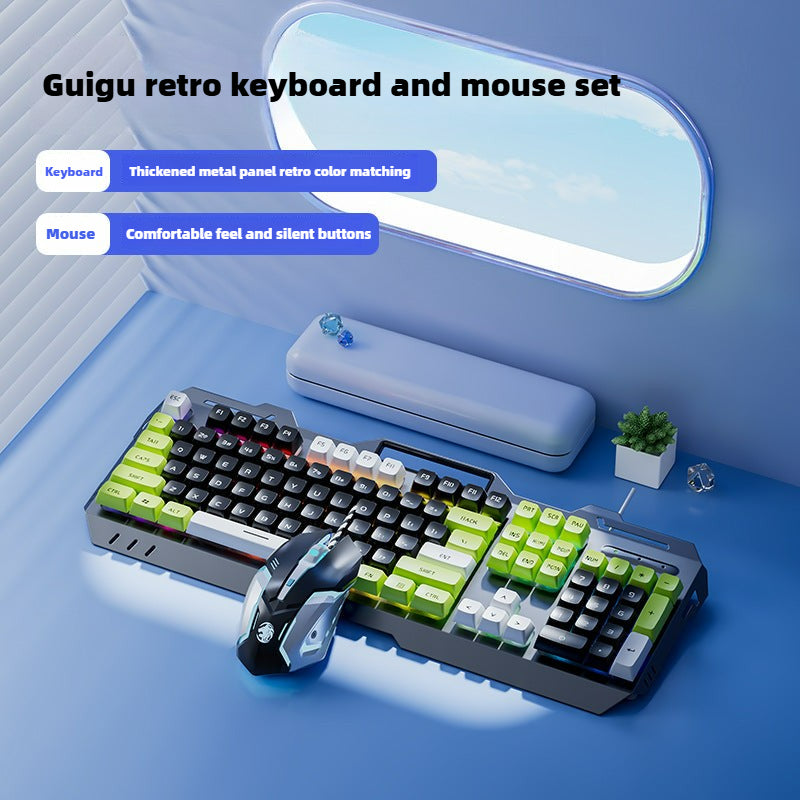 GX90 Wired Mechanical Feel Keyboard And Mouse Set For E-Sports Gaming