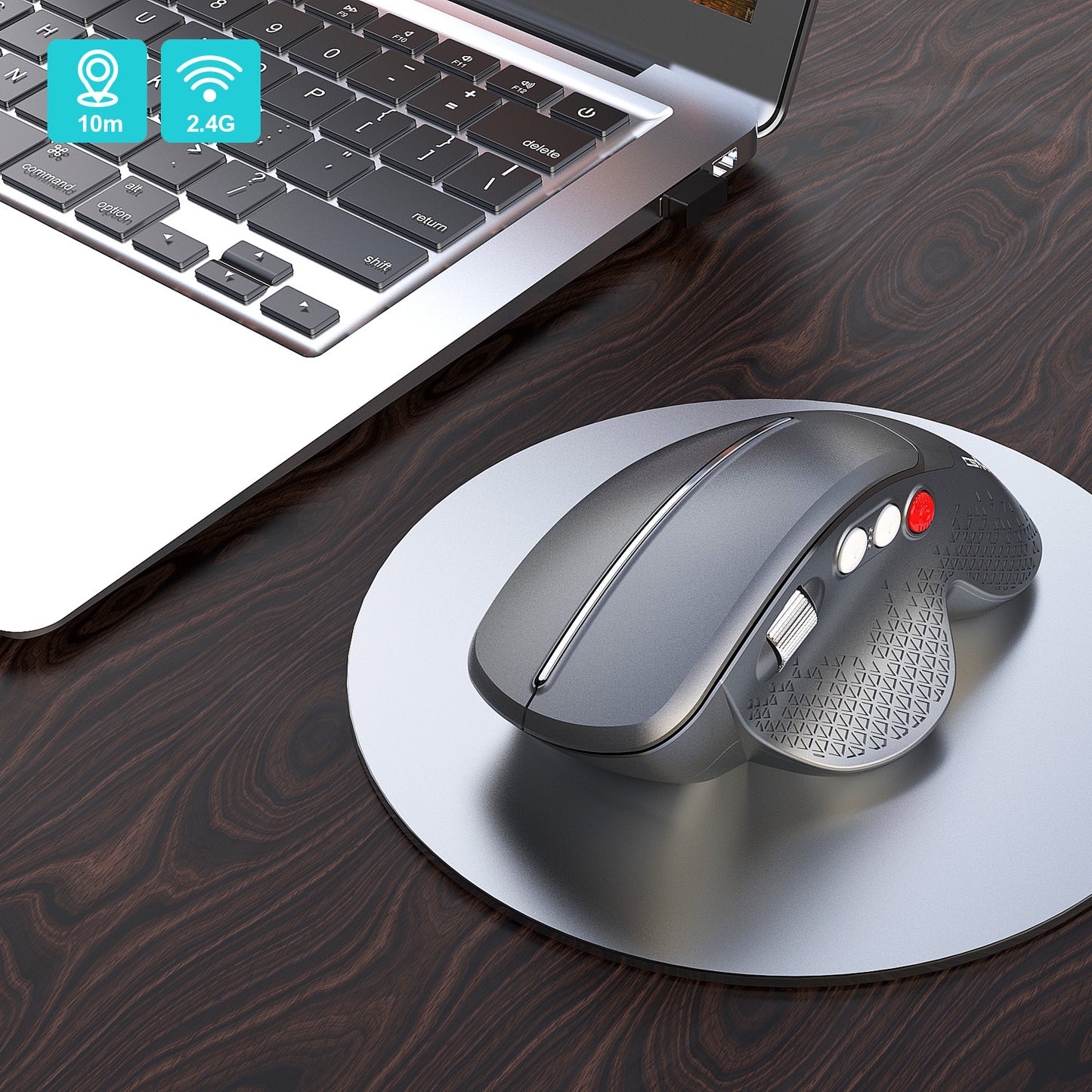 2.4G Vertical Wireless Mouse, Ergonomic Design, Comfortable Grip, Metal Side Scroll Wheel