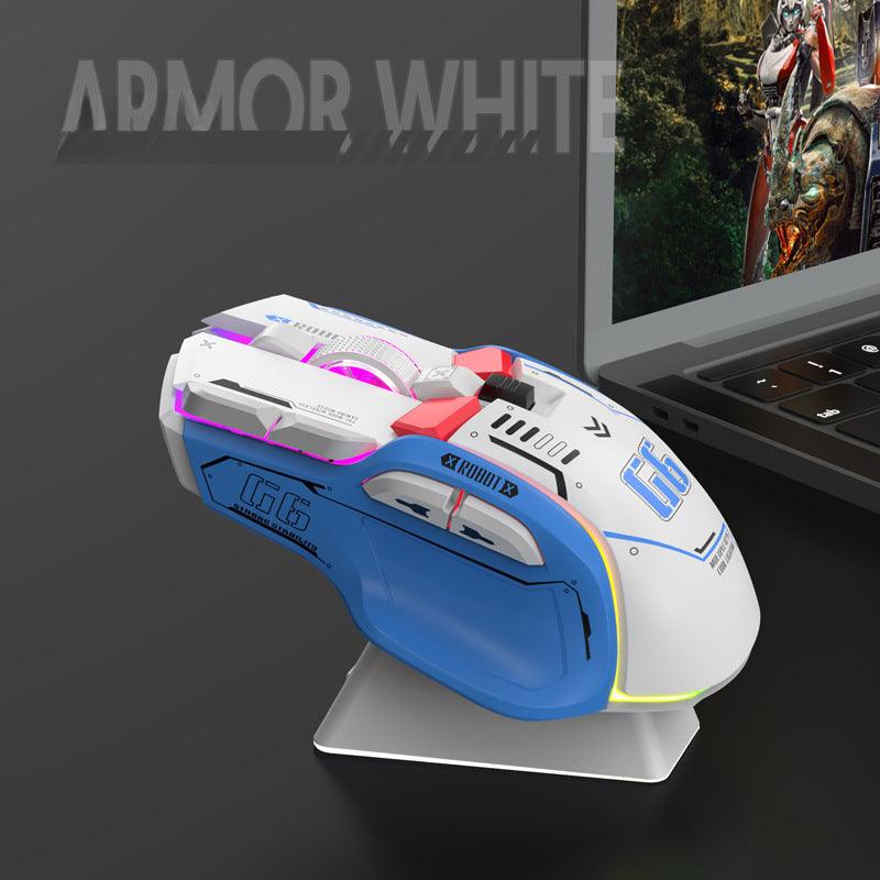 G6 Bluetooth Three-Mode Wireless Gaming Mouse, Rechargeable, RGB, Silent, Mechanical, Wired, for PC and E-Sports