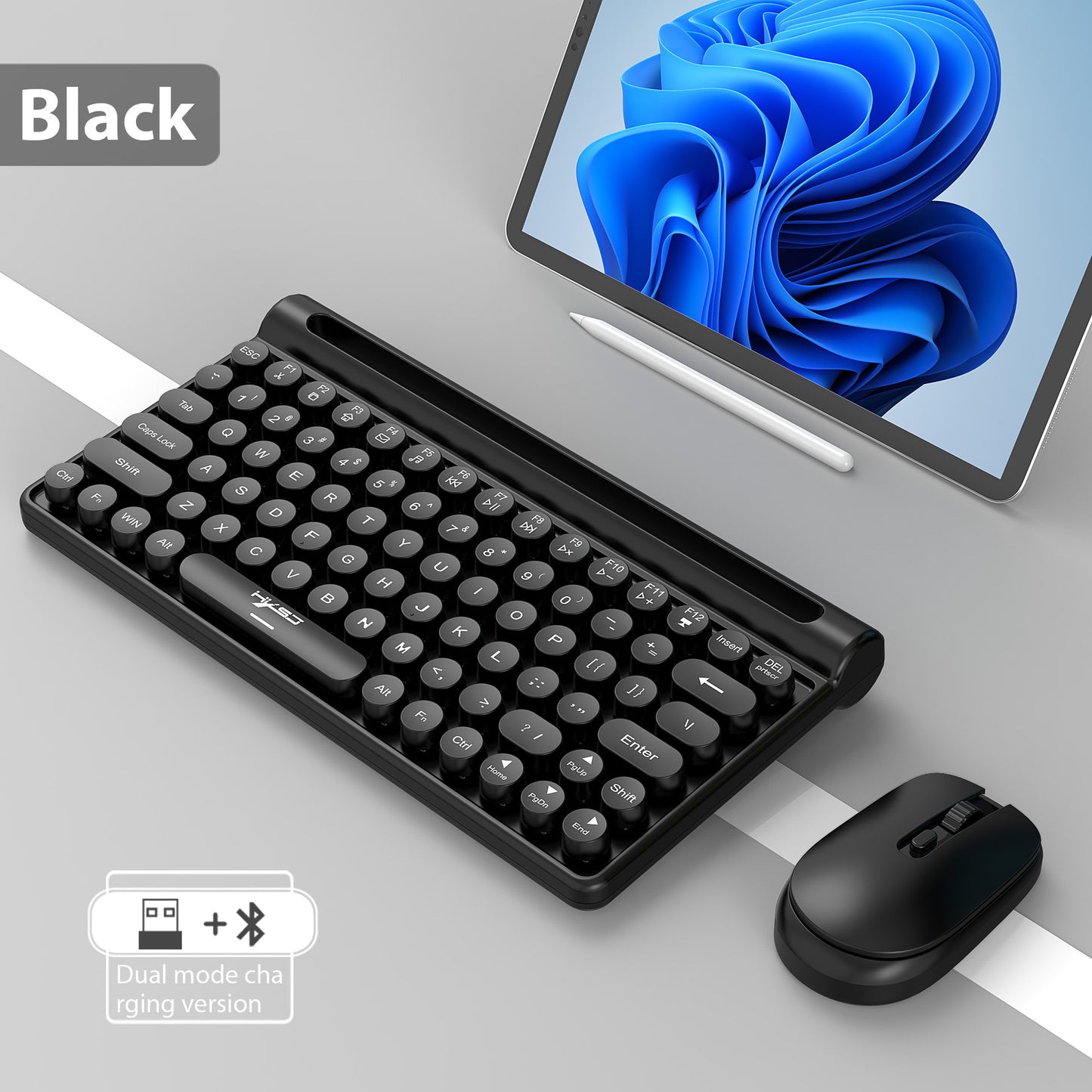 HXSJ-MK220 Keyboard And Mouse Set, 78-Key Membrane Keyboard, 1600 DPI, Rechargeable, Silent, Suitable For Home Gaming