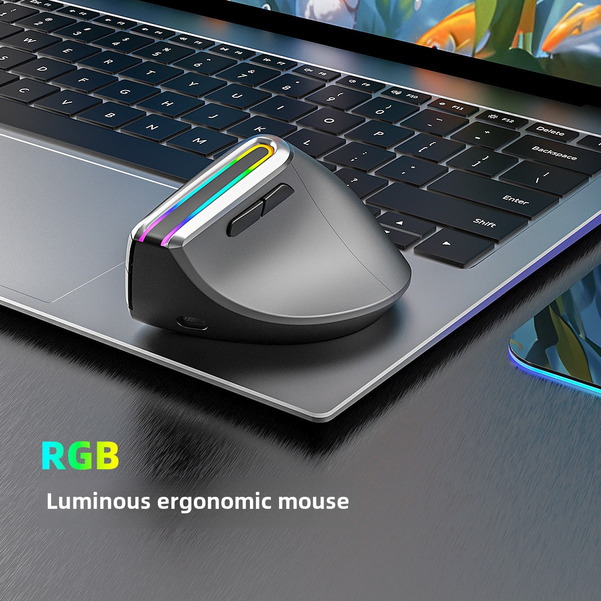 Wireless Bluetooth 3-Mode Vertical Mouse With Charging And RGB Luminous Ergonomics