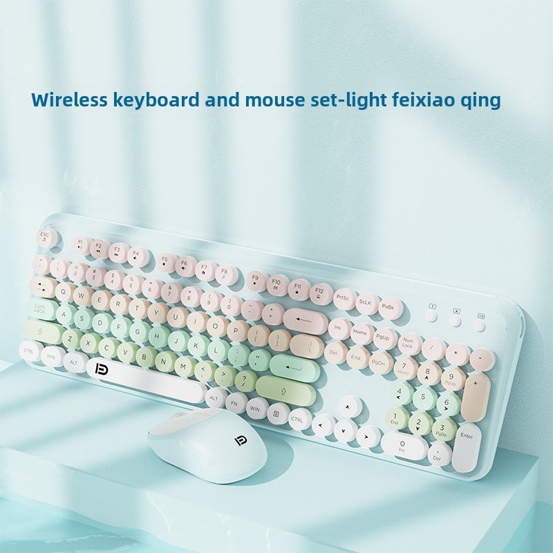 Retro Punk Keycap Wireless Keyboard And Mouse Set