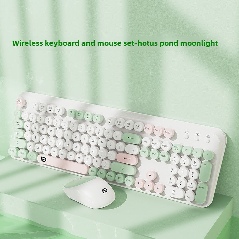 Retro Punk Keycap Wireless Keyboard And Mouse Set