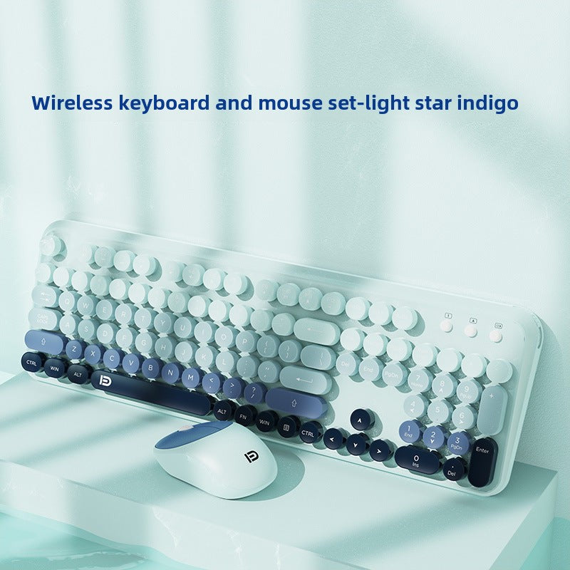 Retro Punk Keycap Wireless Keyboard And Mouse Set