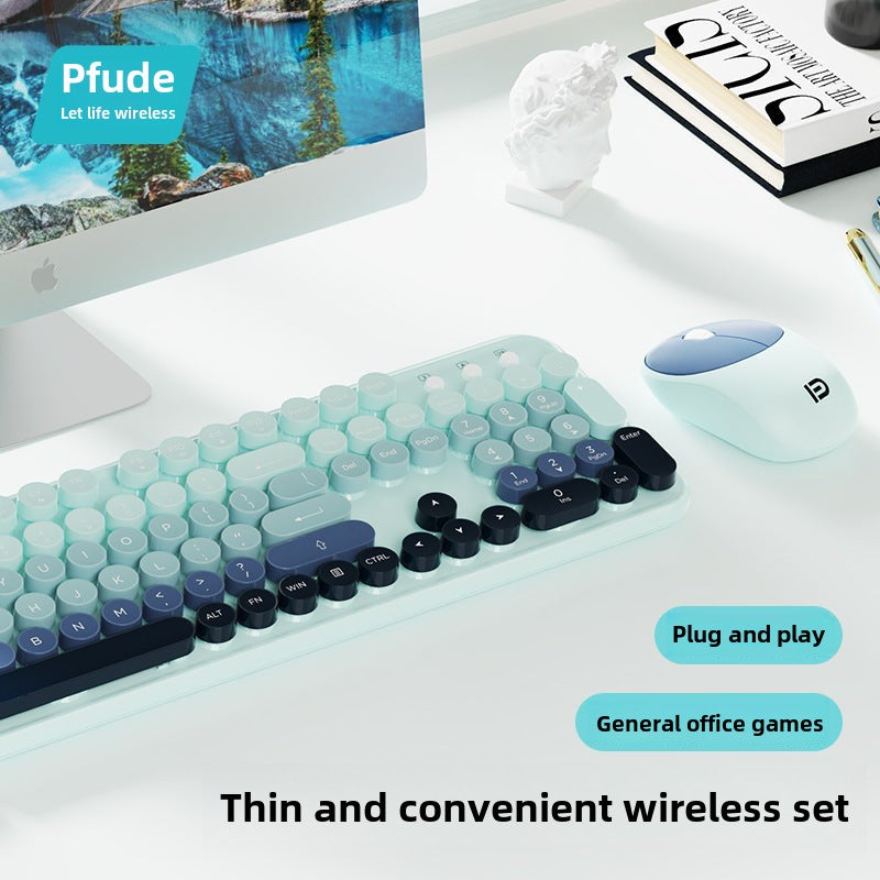 Retro Punk Keycap Wireless Keyboard And Mouse Set