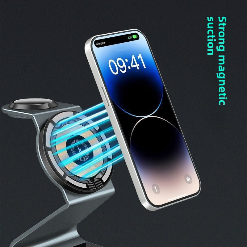 Popular Magnetic 3-in-1 Wireless Charger, Desktop Multi-Functional Folding Wireless Charging Phone Holder For Apple